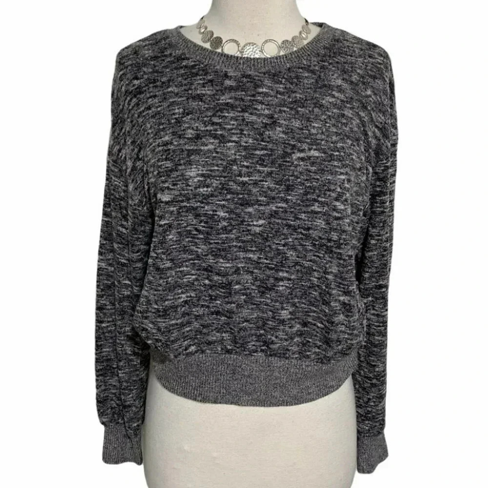 Collie M marbled‎ gray crop sweatshirt